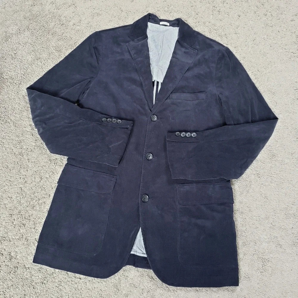 VTG Y2K J Crew Blazer Jacket Men S Navy Corduroy Sport Coat Academia Professor‎